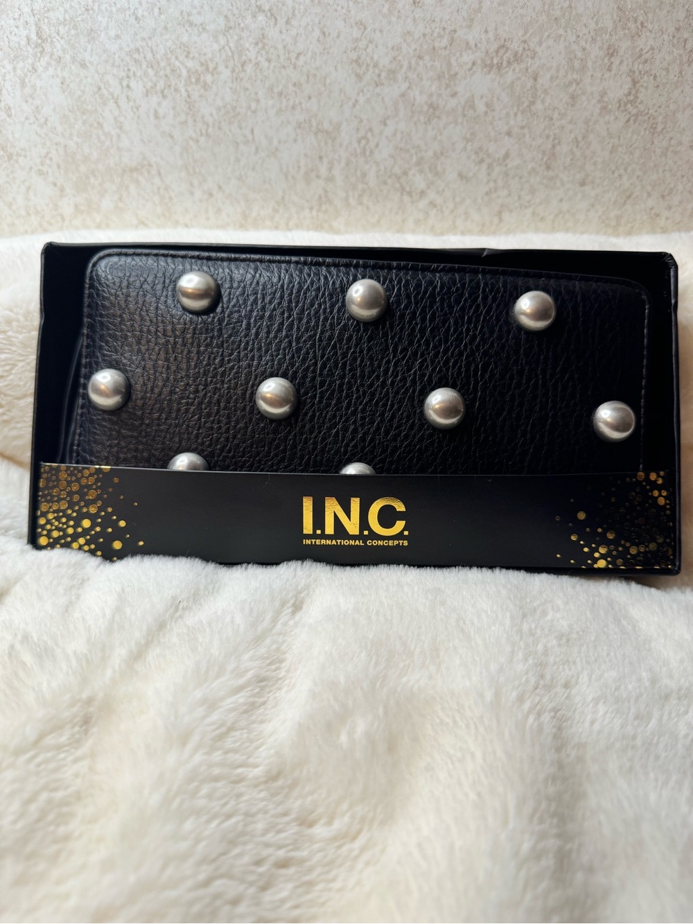 INC International Concepts Black Studded Wallet - Sleek Women's Wallet NWT